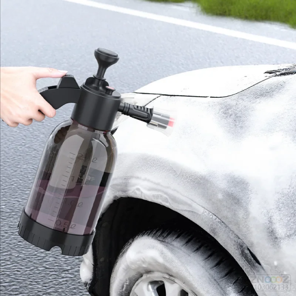 2L Hand Pump Foam Car Wash Sprayer – Air Pressure Cleaning & Gardening Spray Bottle (Black)